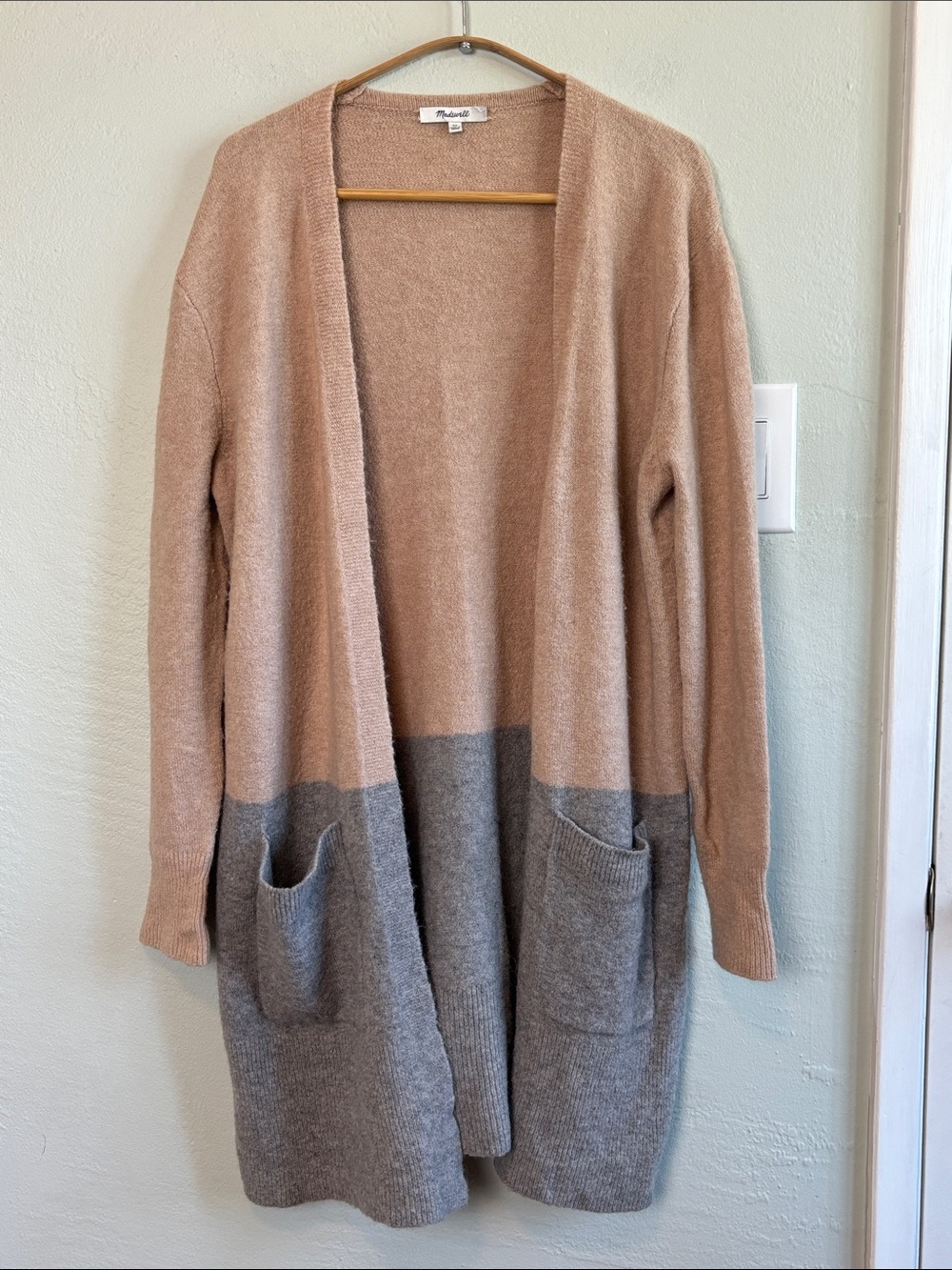 Bundle 2/$30! Madewell XS Alpaca Wool Blend Cardigan Peach Gray Relaxed Preppy